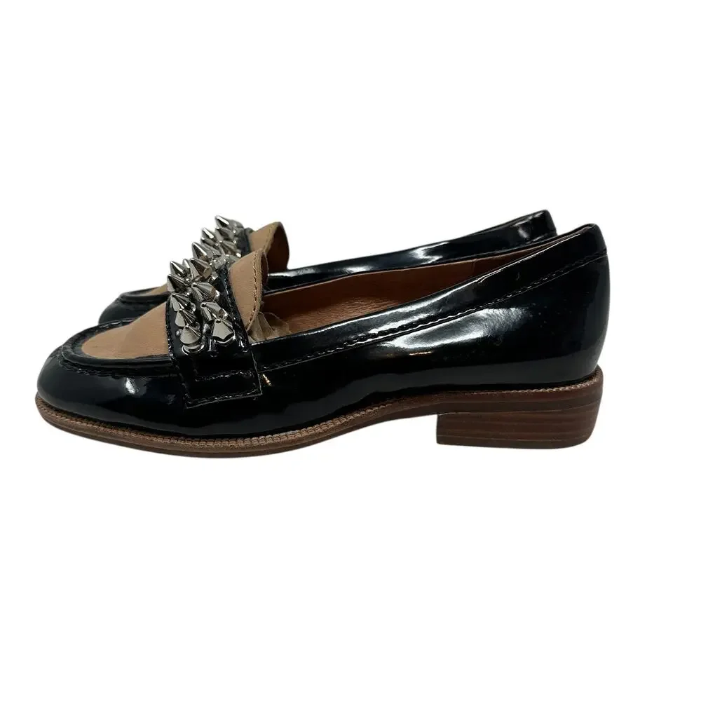 Jeffrey Campbell Bite-2 Studded Loafers‎ Patent Leather Black Size 37 US 6.5